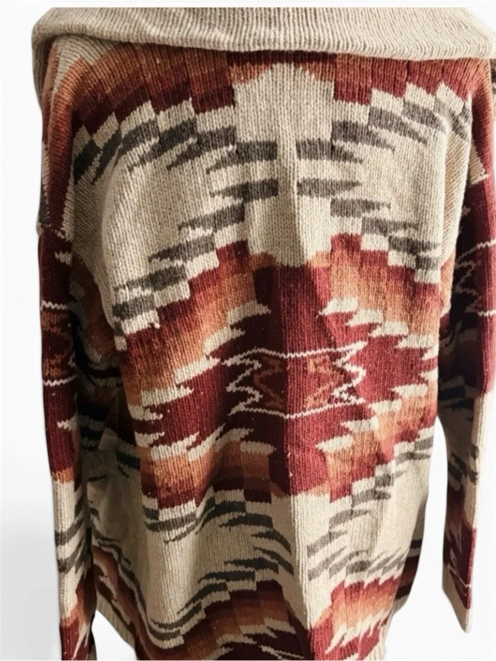 Faherty Thunder Voice Eagle Lehi Wool Blend Cardigan in Sunset Southwest Aztec M - Picture 6 of 9
